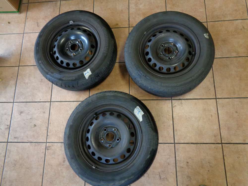 3X Stahlfelgen mit reifen Continental ContiEcoContact2 195/65 R15 91V / 6Jx15 H2 ET 47 5-Loch 1K0601027C Sommerreifen