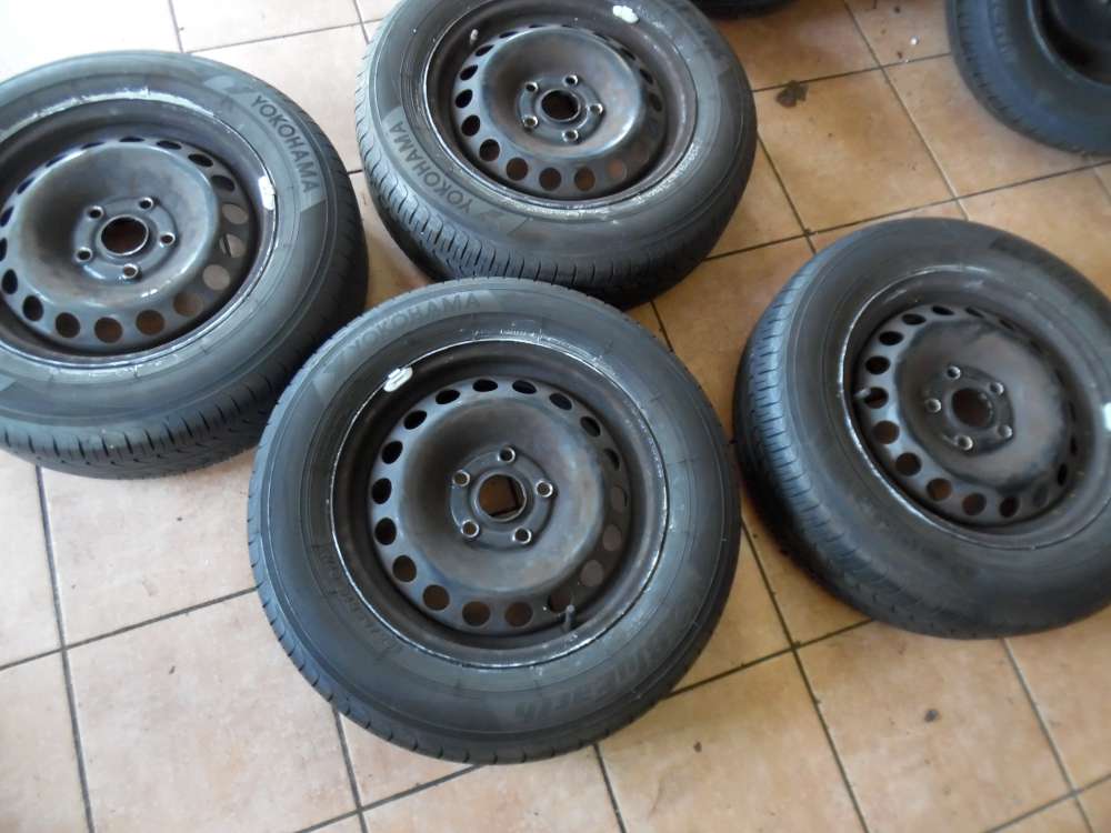 4x Stahlfelgen mit Sommerreifen VW Golf V 195/65 R15 91H 6J x15 H2, ET 47, 1K0601027